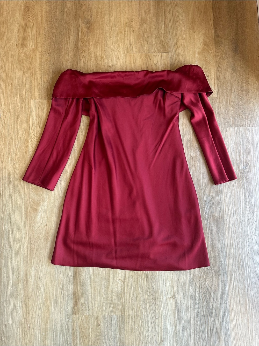 Abercrombie & Fitch Off-Shoulder Wine Red Dress